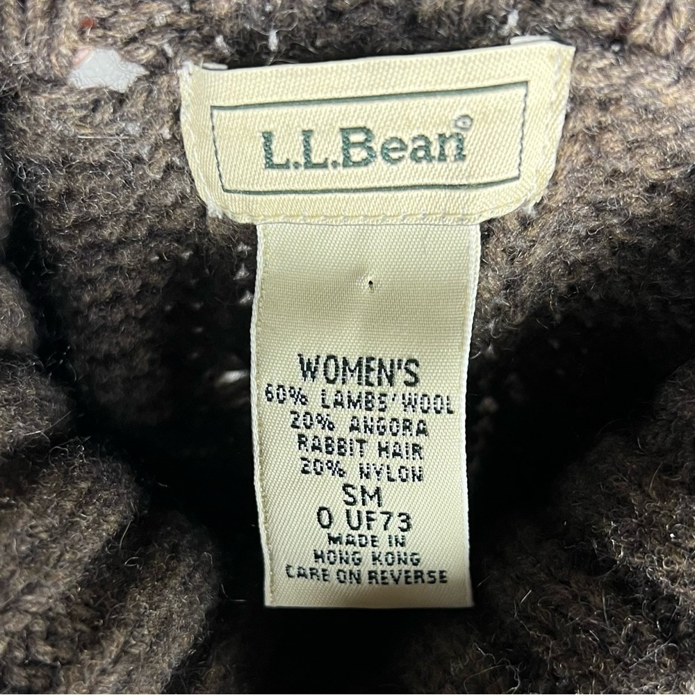 L.L. Bean Sweater Womens Small Vintage Cable Knit Lambs Wool Angora Turtleneck - Picture 6 of 7